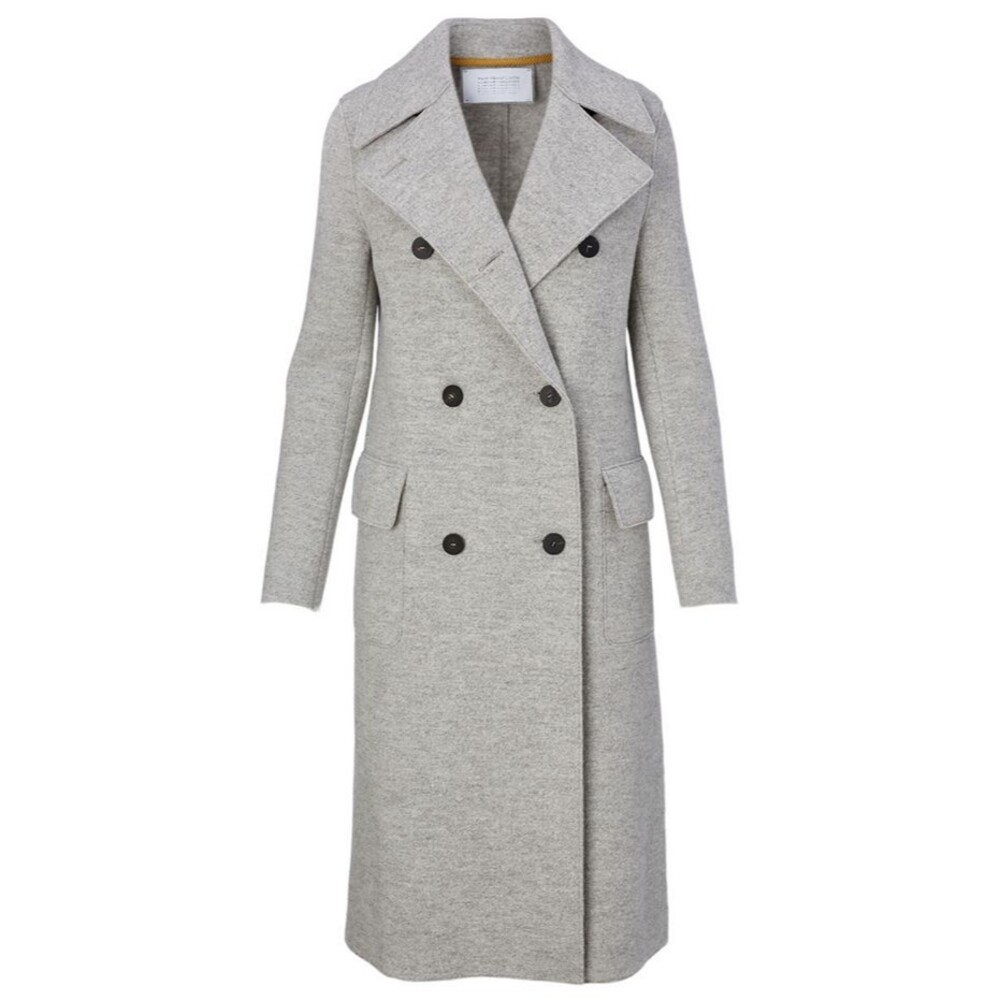 Harris Wharf London Trench Coat Womens 40 Gray Wool Double Breasted Autumn Italy